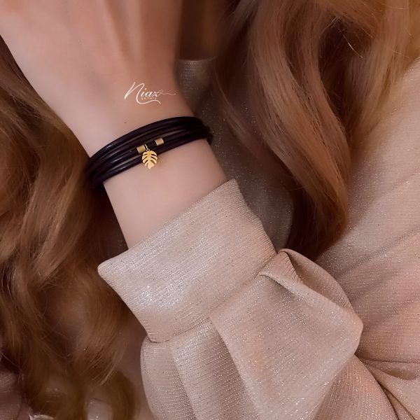 دستبند چرم برگ انجیری