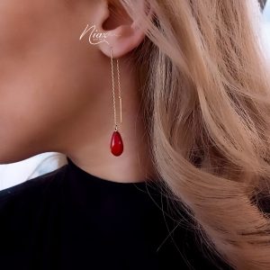 گوشواره بخیه شل قرمز