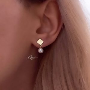 گوشواره میخی لوزی با مروارید