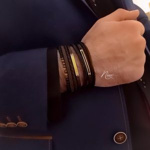 دستبند طلا و چرم مردانه
