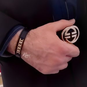 دستبند طلا و چرم مردانه