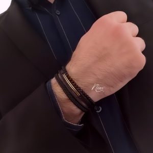 دستبند طلا و چرم مردانه