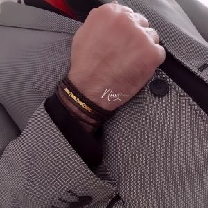 دستبند طلا و چرم مردانه