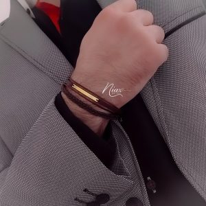 دستبند طلا و چرم مردانه