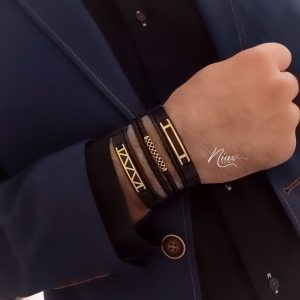 دستبند طلا و چرم مردانه