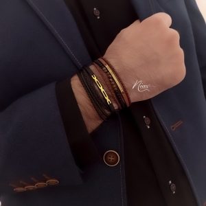دستبند طلا و چرم مردانه
