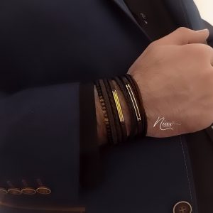 دستبند طلا و چرم مردانه