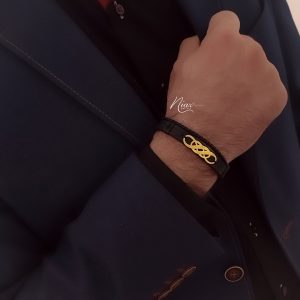 دستبند طلا و چرم مردانه