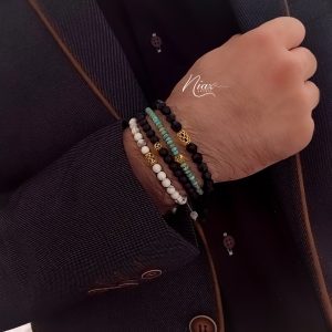 دستبند مهره و طلا مردانه