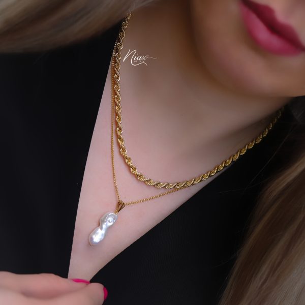 آویز مروارید و زنجیر طنابی