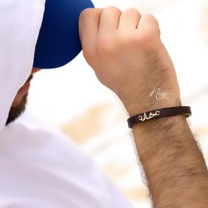 دستبند طلا و چرم "خدا"