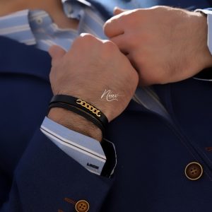 دستبند طلا و چرم کارتیه
