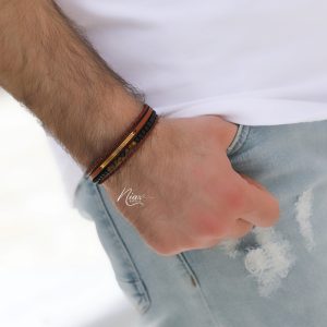 دستبند طلا و چرم مردانه