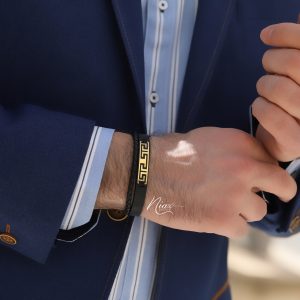دستبند طلا و چرم مردانه