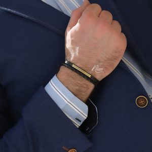 دستبند طلا و چرم مردانه