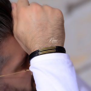 دستبند طلا و چرم مردانه