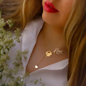 گردنی شبدر با آویز قلب