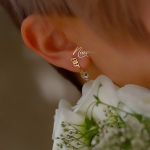 گوشواره میخی (هـ) با کریستال اشکی
